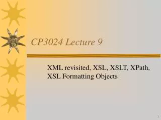 CP3024 Lecture 9