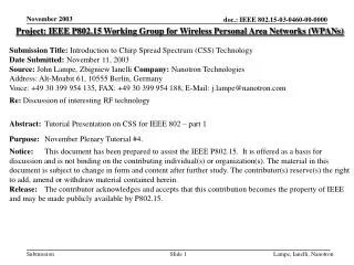 Project: IEEE P802.15 Working Group for Wireless Personal Area Networks (WPANs)