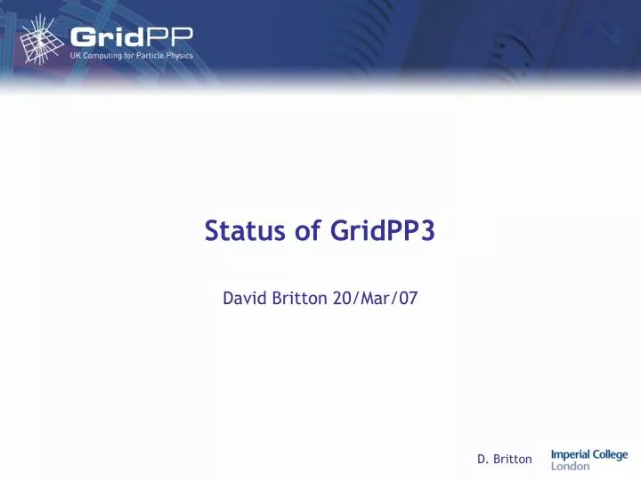 status of gridpp3