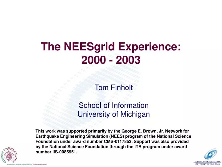 the neesgrid experience 2000 2003