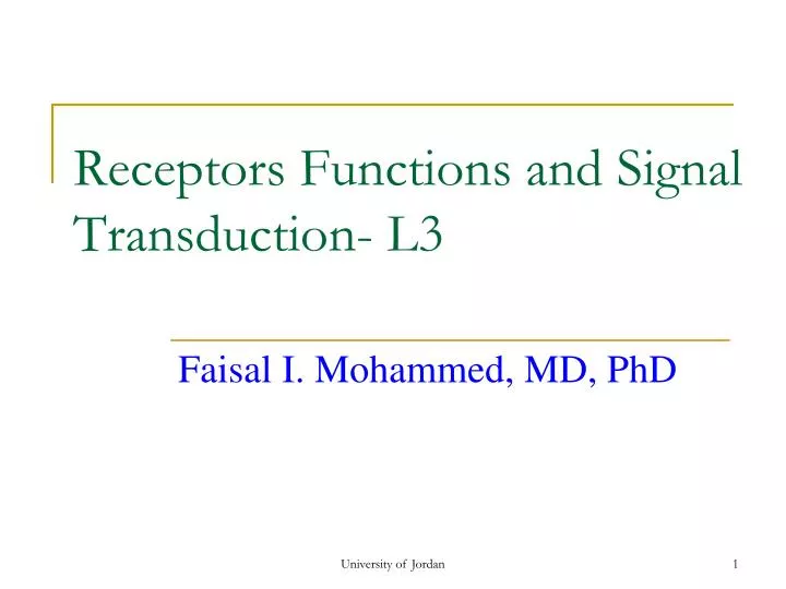 receptors functions and signal transduction l3