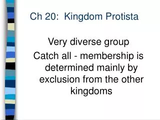 Ch 20: Kingdom Protista