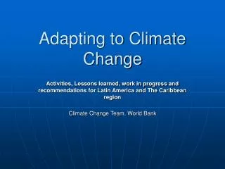 Adapting to Climate Change