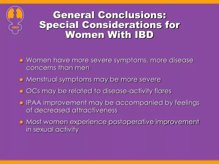 general conclusions special considerations for women with ibd