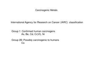 Carcinogenic Metals