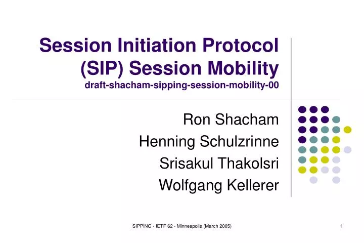 session initiation protocol sip session mobility draft shacham sipping session mobility 00