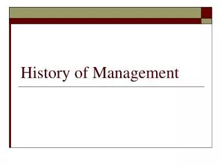 History of Management