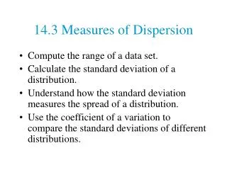 14.3 Measures of Dispersion