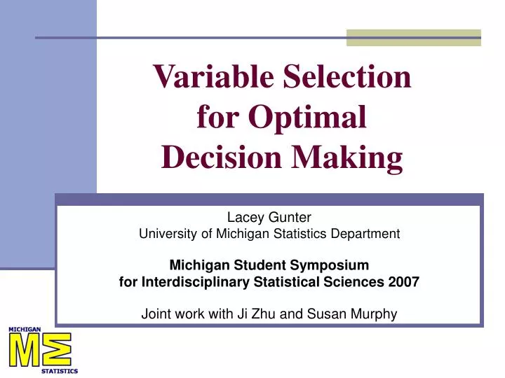 variable selection for optimal decision making