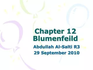 Chapter 12 Blumenfeild