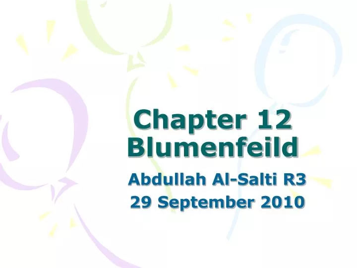 chapter 12 blumenfeild