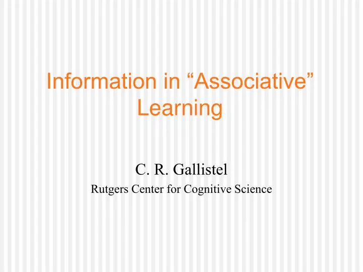 information in associative learning