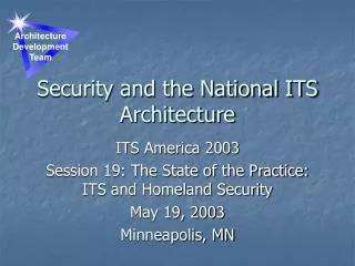 Security and the National ITS Architecture