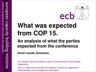 What was expected from COP 15. An analysis of what the parties expected from the conference