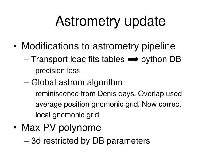 astrometry update