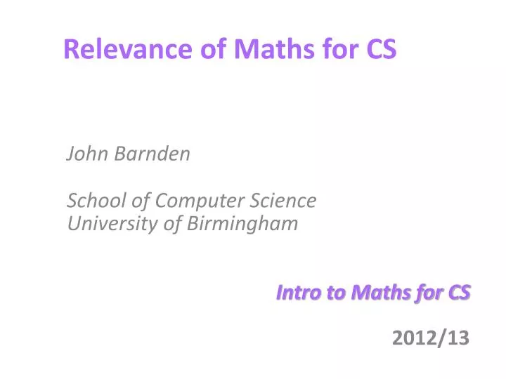 relevance of maths for cs