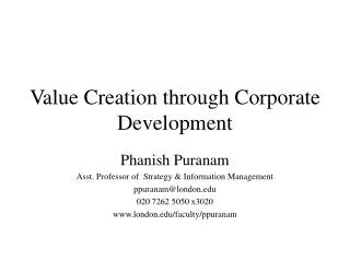 Value Creation through Corporate Development