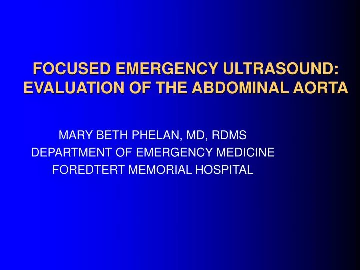 focused emergency ultrasound evaluation of the abdominal aorta