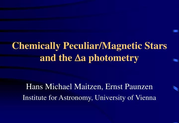chemically peculiar magnetic stars and the d a photometry