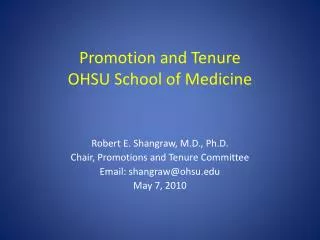 Promotion and Tenure OHSU School of Medicine