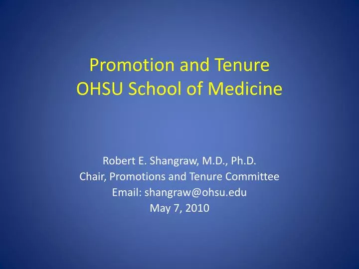 promotion and tenure ohsu school of medicine
