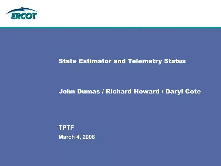 state estimator and telemetry status