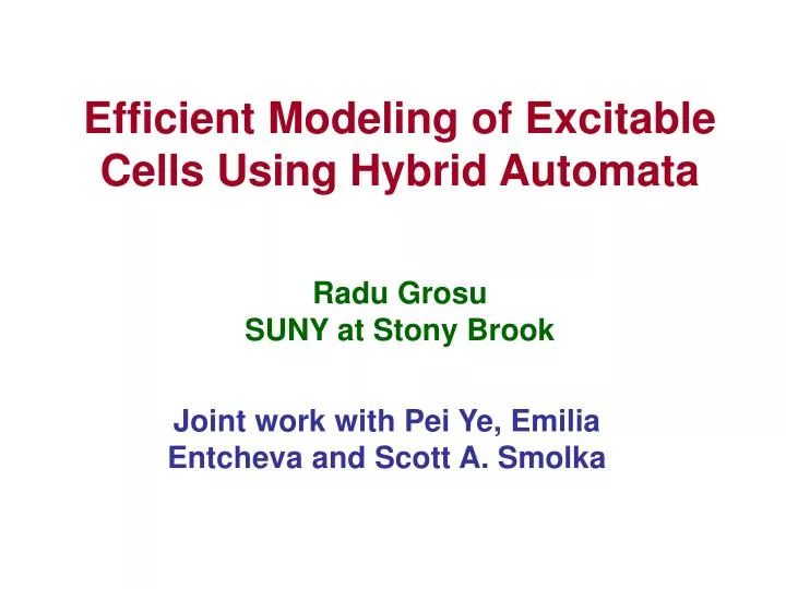 efficient modeling of excitable cells using hybrid automata radu grosu suny at stony brook