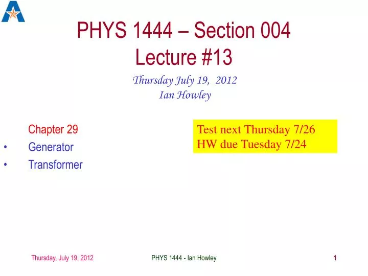 phys 1444 section 004 lecture 13