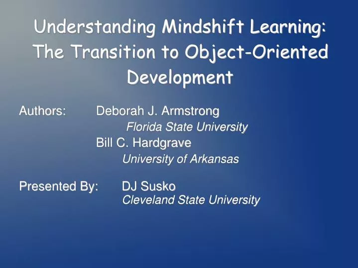 understanding mindshift learning the transition to object oriented development