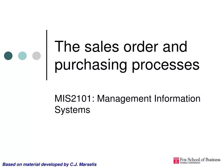 the sales order and purchasing processes