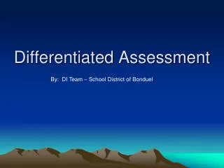 Differentiated Assessment