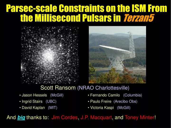 parsec scale constraints on the ism from the millisecond pulsars in terzan5