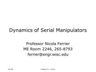 Dynamics of Serial Manipulators