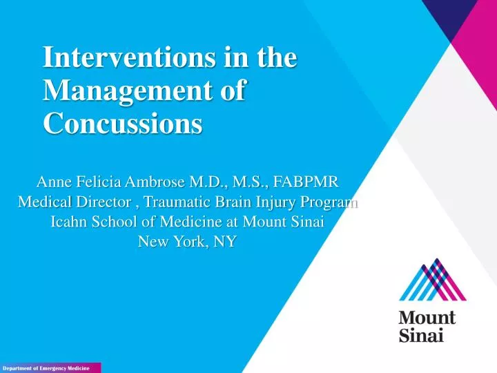 interventions in the management of concussions