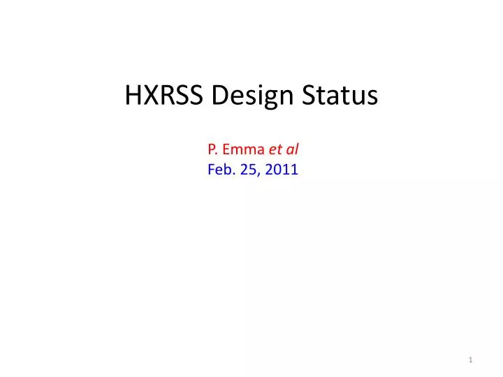 hxrss design status