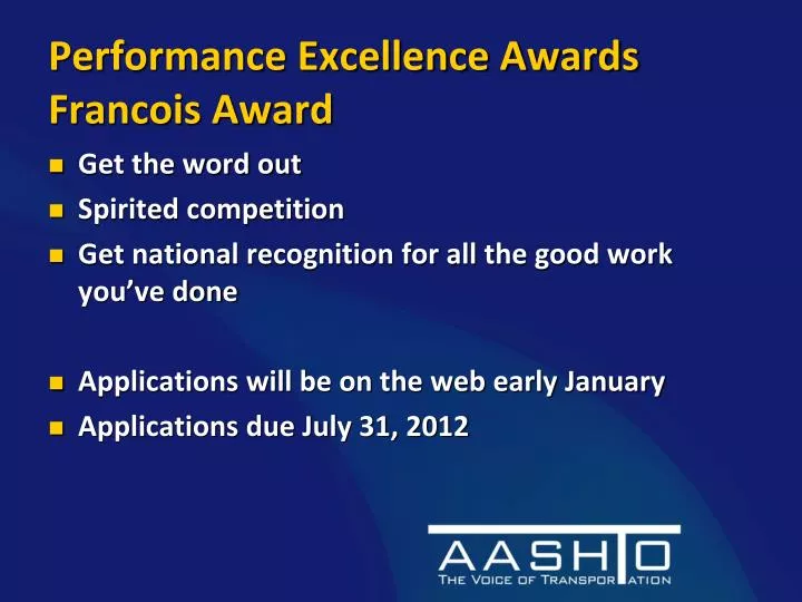 performance excellence awards francois award