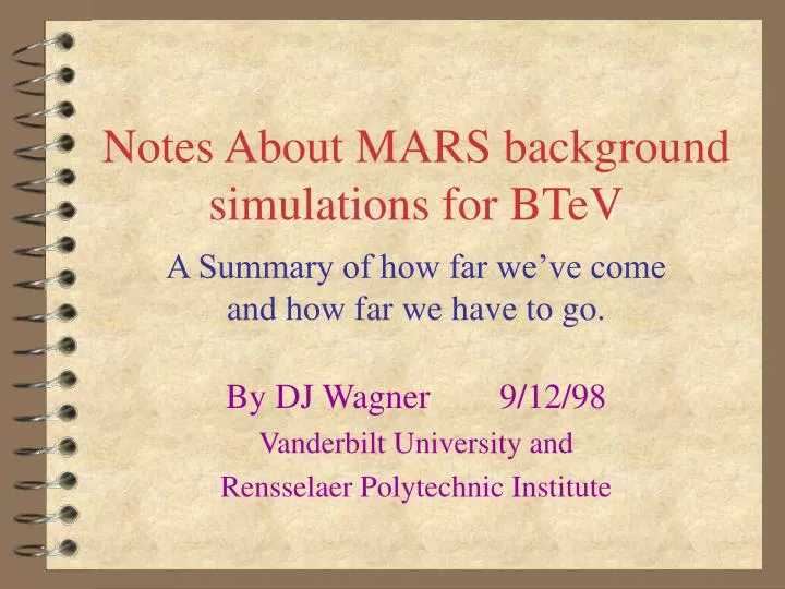 notes about mars background simulations for btev