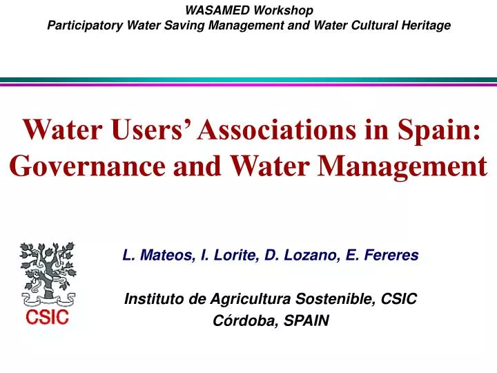 water users associations in spain governance and water management