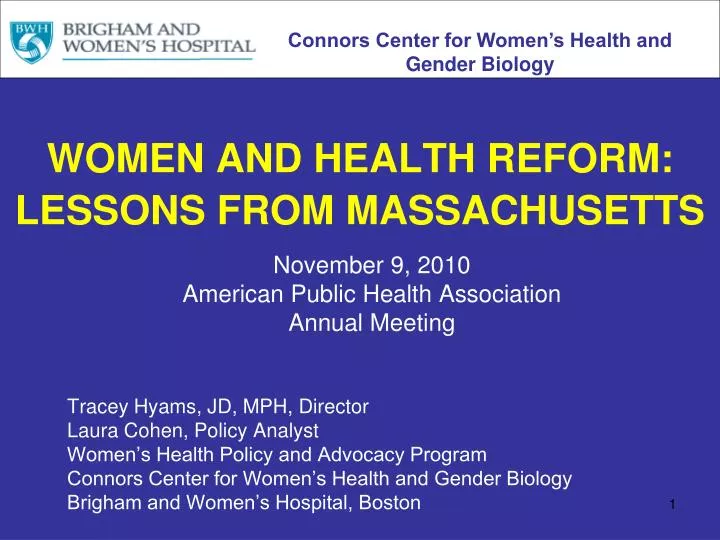 women and health reform lessons from massachusetts