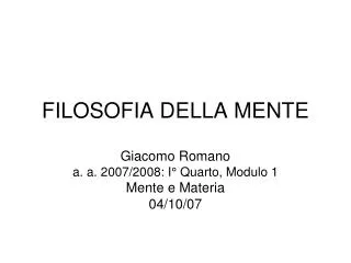 filosofia della mente