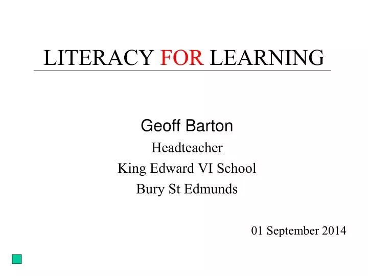 literacy for learning