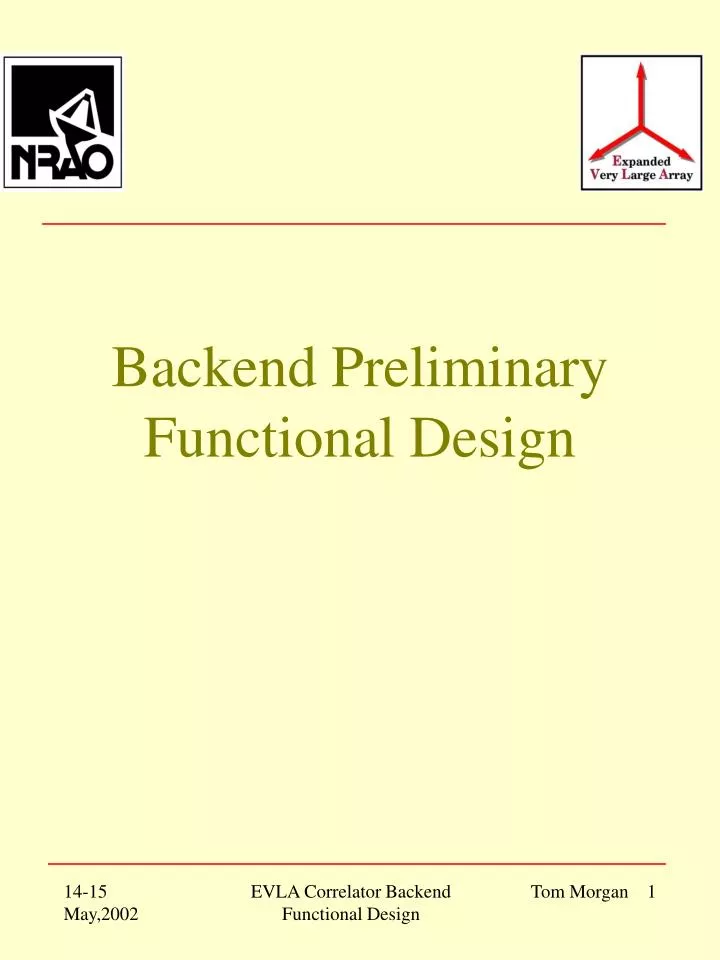 backend preliminary functional design
