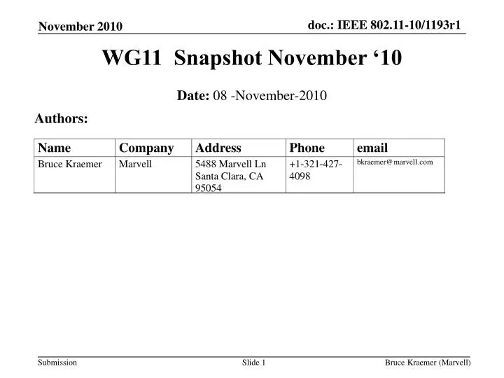 wg11 snapshot november 10
