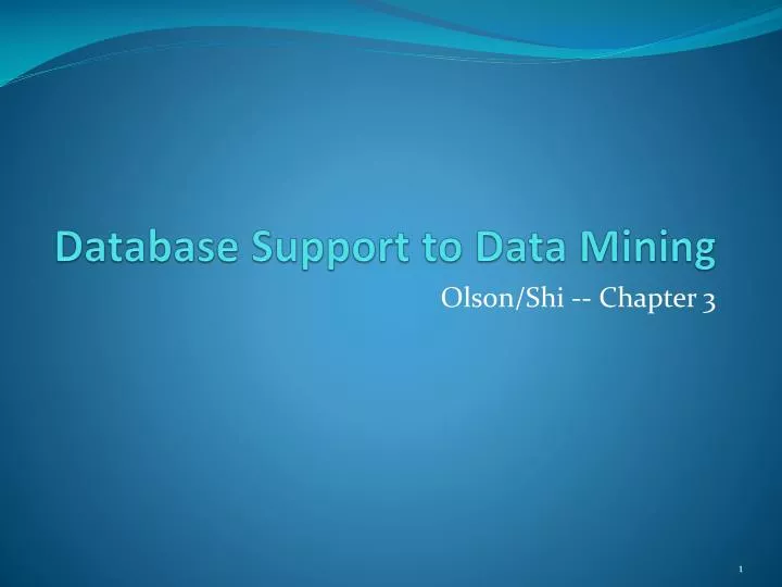 database support to data mining