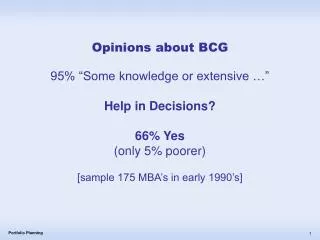 Opinions about BCG