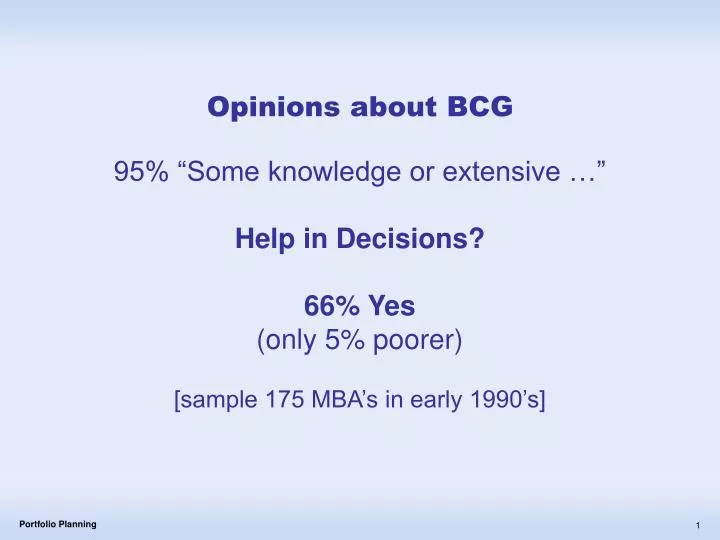 opinions about bcg