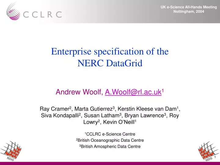 enterprise specification of the nerc datagrid