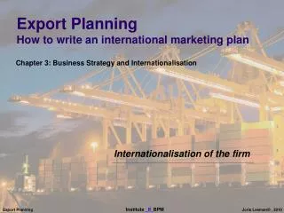 Export Planning How to write an international marketing plan