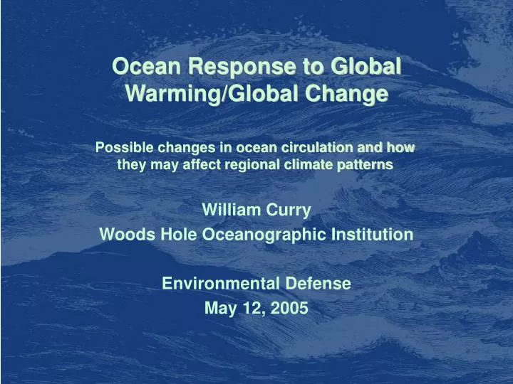 ocean response to global warming global change