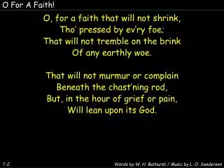 O For A Faith!